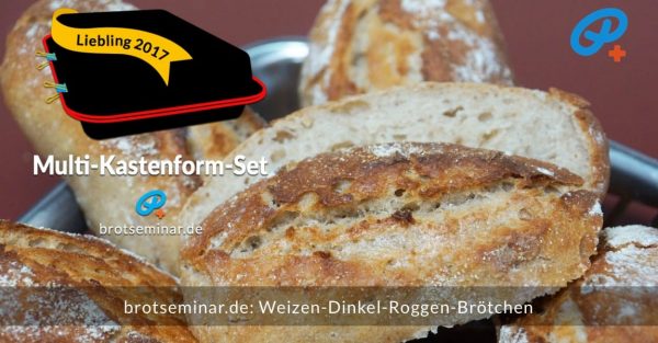 Brotseminar.de: Diese Aromatischen Weizen-Dinkel-Roggen-Brötchen Wurden Ohne Stress Im Multi-Kastenform-Set 2017 Gebacken. Du Ahnst Es Schon: Ohne Kneten, Ohne Gehzeiten, Ohne Weiteren Unfug. Aber Mit Der Langzeit-Gär-Methode # 03 Für Mehr Geschmack + Bekömmlichkeit. Und Etwas Sauerteig. Und Etwas Quark Auch Noch.