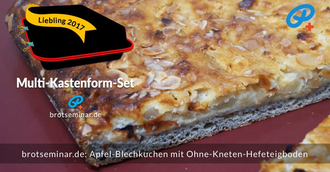 brotseminar.de: Dieser Apfel-Blechkuchen wurde im Multi-Kastenform-Set 2017 kuchenoptimal gebacken. Der frisch gemahlene Mohn im Boden ist zu sehen + zu schmecken, aber doch nicht zu aufdringlich.