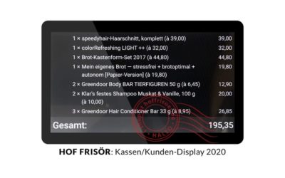 Kassen-Display 2020, Die Freundliche Kundenanzeige An Der Kasse Mit Freiwilligem Kassen-Zettel Danach